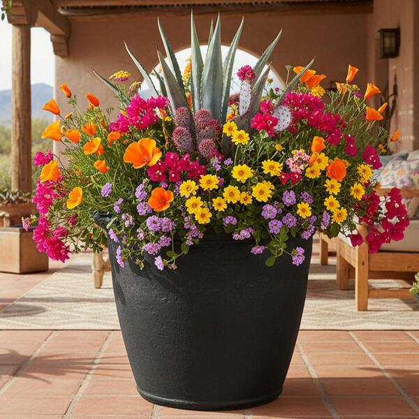 Sunnydaze Anjelica 14 Gal. Dual-Wall Matte Black Indoor/Outdoor