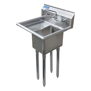 20 in. x 20 in. Stainless Steel One Compartment Utility Sink with Left Drainboard and Faucet