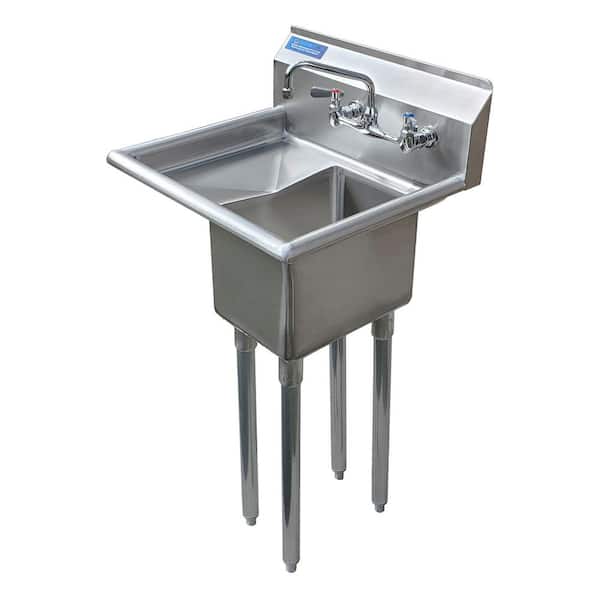 AMGOOD 20 in. x 20 in. Stainless Steel One Compartment Utility Sink with Left Drainboard and Faucet