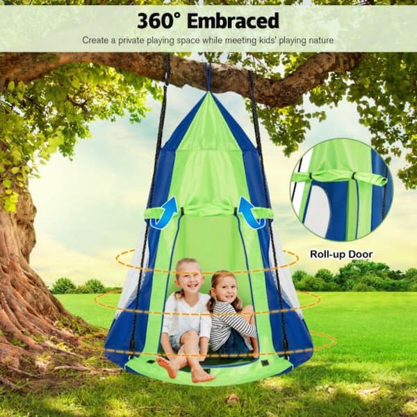 Gymax 40 in. Kids Hanging Chair Swing Tent Set Hammock Nest Pod Seat Green  GYM04746 - The Home Depot