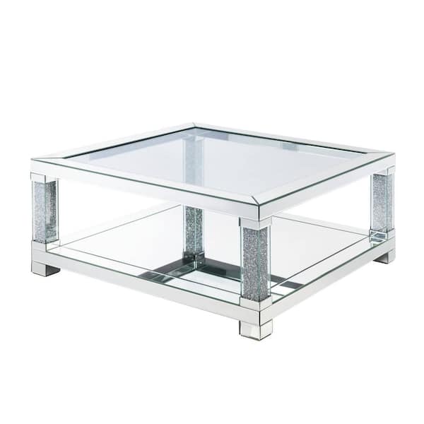 HomeRoots 40 in. Square Glass Coffee Table