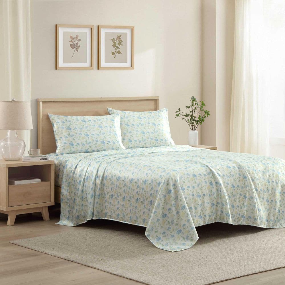 Edwina 4-Piece Blue/Yellow Satin Microfiber Queen Sheet Set price history on PriceWatchPro