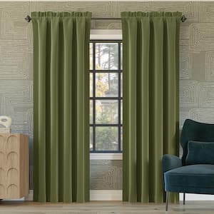 Alna Theater Grade Sage Green Polyester 52 in. W x 63 in. L Rod Pocket 100% Blackout Curtain (Single Panel)