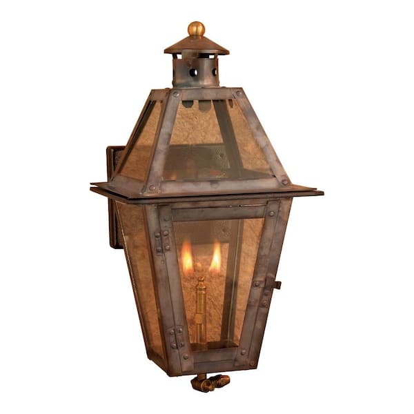 Titan Lighting Grand Isle 15 in. Outdoor Washed Pewter Gas Wall Lantern Sconce