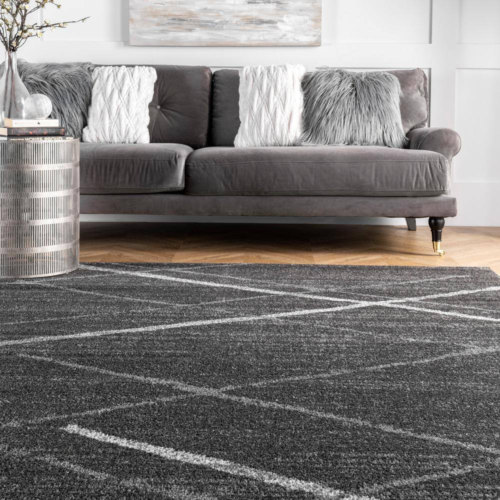 Thigpen Oval Dark Grey Synthetic 25" Spot-Resistant Rug