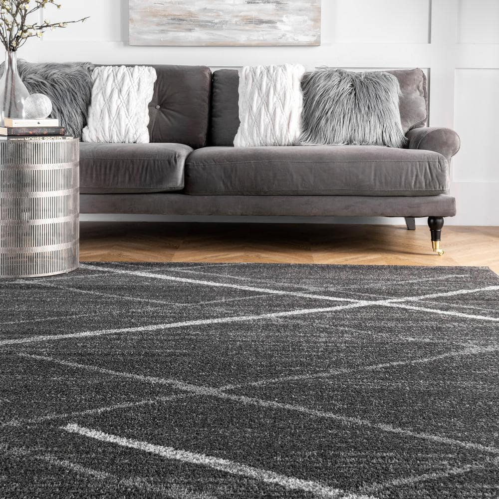 Dark Gray 8' x 10' Abstract Synthetic Area Rug