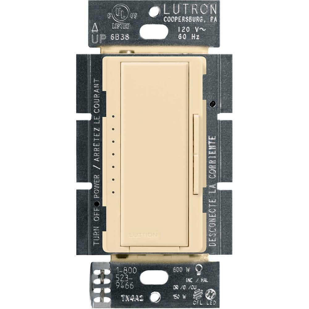 Lutron Maestro LED+ Dimmer Switch for Dimmable LED Bulbs, 150W/Single-Pole or Multi-Location, Ivory (MACL-153M-IV)