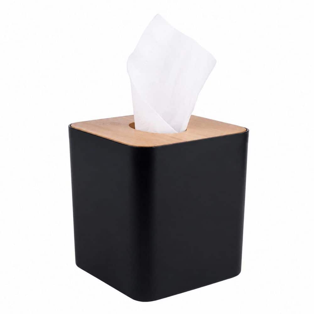 Black Bamboo Tissue Box Cover for Bathrooms, Home Office and Car, 5 in x 5 in x 5.4 in price history on PriceWatchPro