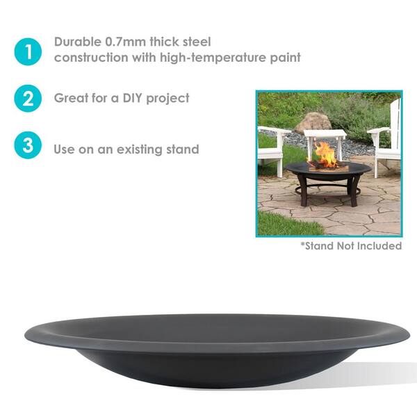 Sunnydaze Decor 23 In X 5 In Classic Round Steel Replacement Wood Burning Fire Pit Bowl Nb 176 The Home Depot