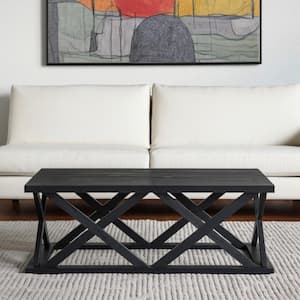 48.00 in. Black Rectangle Solid Wood Coffee Table
