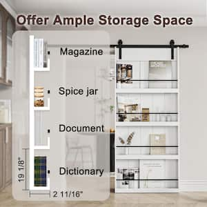 42 in. x 84 in. White Primed Composite MDF Shelves Sliding Barn Door with Hardware Kit