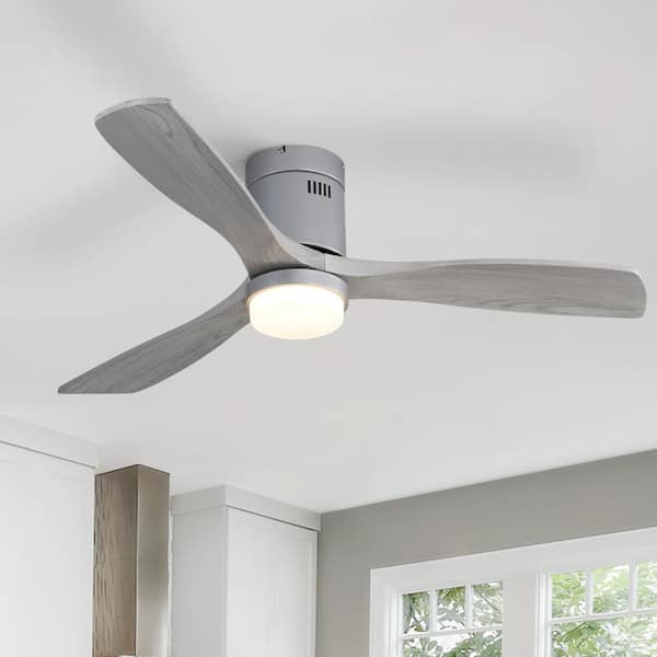 Sofucor 52 in. Changing Integrated LED Indoor/Outdoor Silver Ceiling Fan with Light Kit and Remote Control