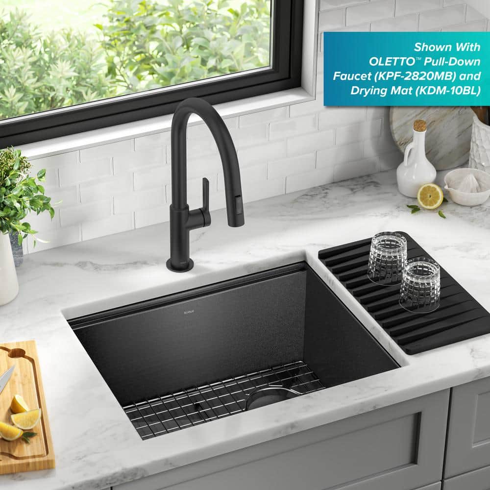 Kore 23" Black Stainless Steel Drop-In Single Bowl Kitchen Sink