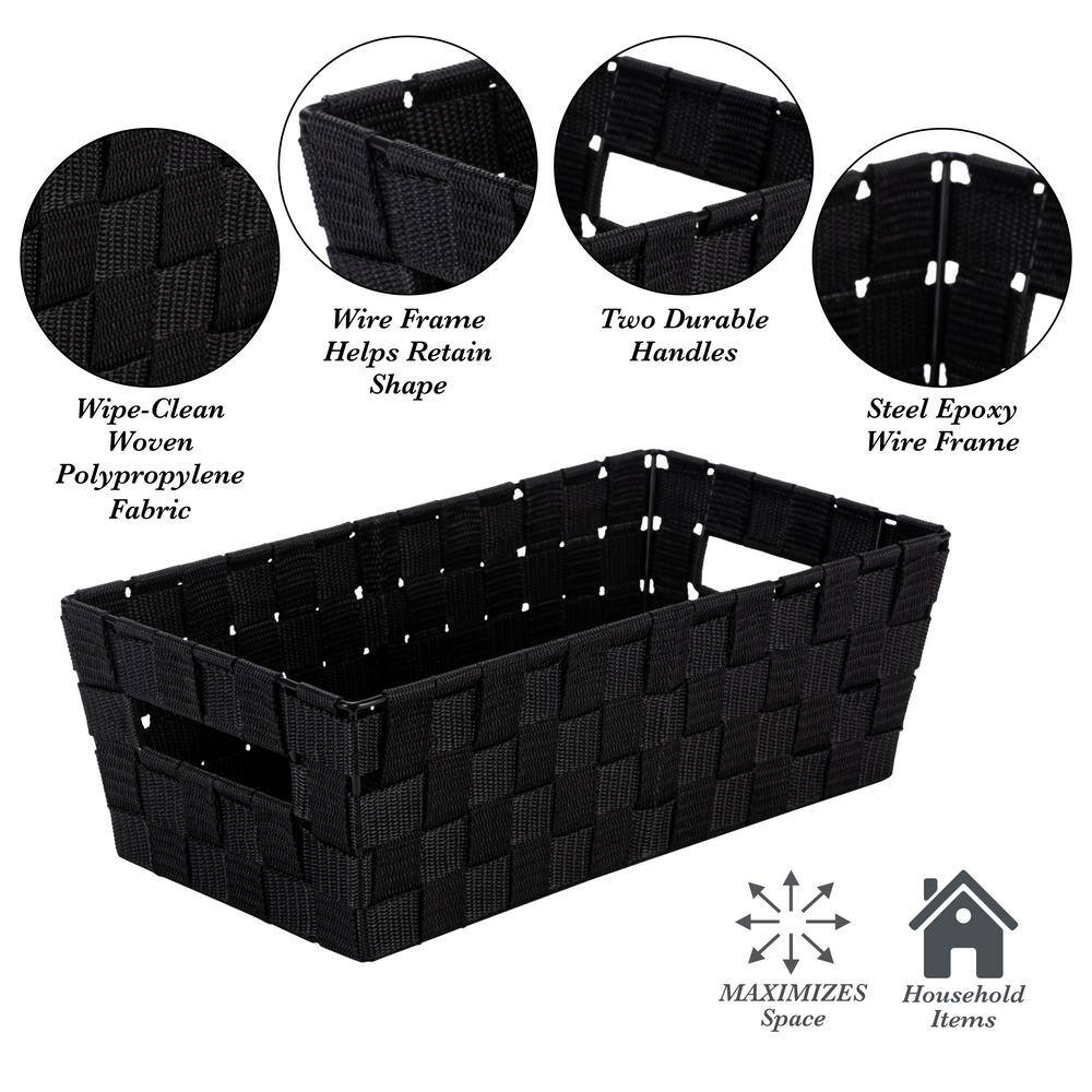 Black Woven Polypropylene Rectangular Storage Bin