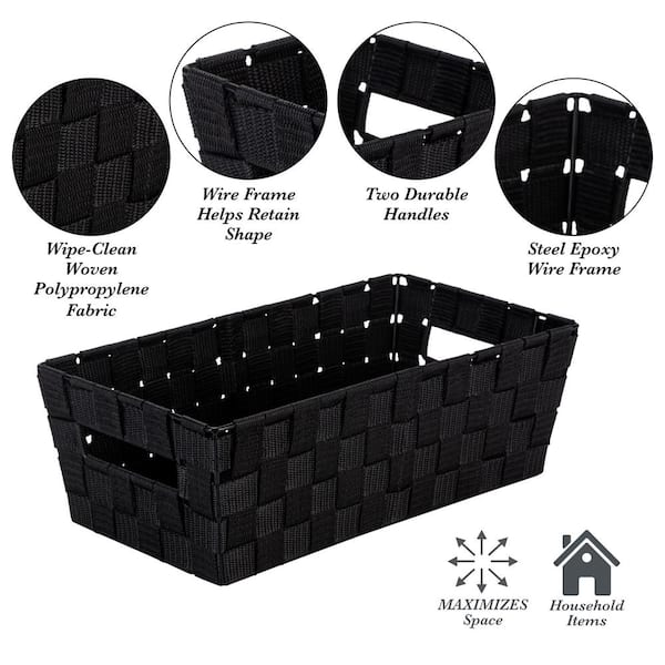 Simplify 4 Pack Slide 2 Stack It Storage Tote Baskets - Black - Small