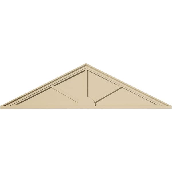 Ekena Millwork 64-in W x 17-in H x 2-in P (Pitch 6/12) Peaked Cap 3-SpokeSignature Urethane Pediment, Primed Tan