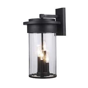 Carmel 4-Light Black Outdoor Wall Light Fixture with Clear Glass