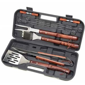 Kona Grill Tools Set - Stainless-Steel Spatula, Tongs, Fork, Knife, Op