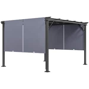 Steel Polyester 11.8 ft. x 10 ft. Gray Retractable Pergola Canopy