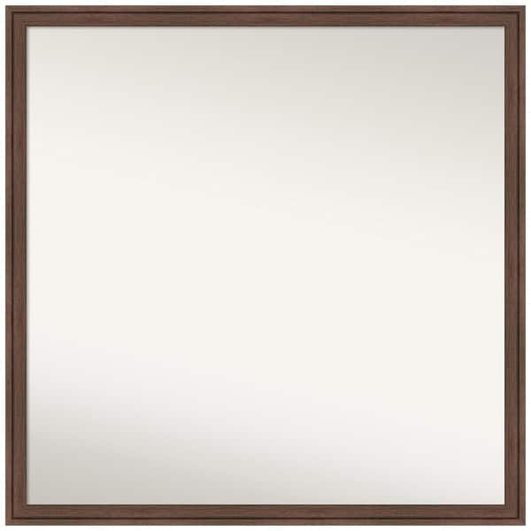 Amanti Art Florence Medium Brown 27.75 in. x 27.75 in. Non-Beveled Casual Square Framed Wall Mirror in Brown