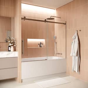 Malone 60 in. W x 58 in. Sliding Bathtub Door,CrystalTech Treated 5/16 in. Tempered Clear Glass,Polished Chrome Hardware