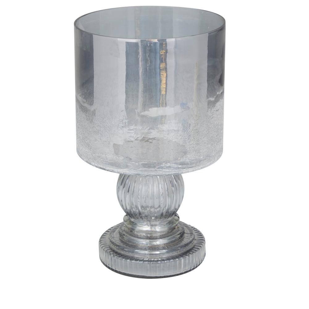 Black Glass Traditional Hurricane Lamp with Smoked Finish