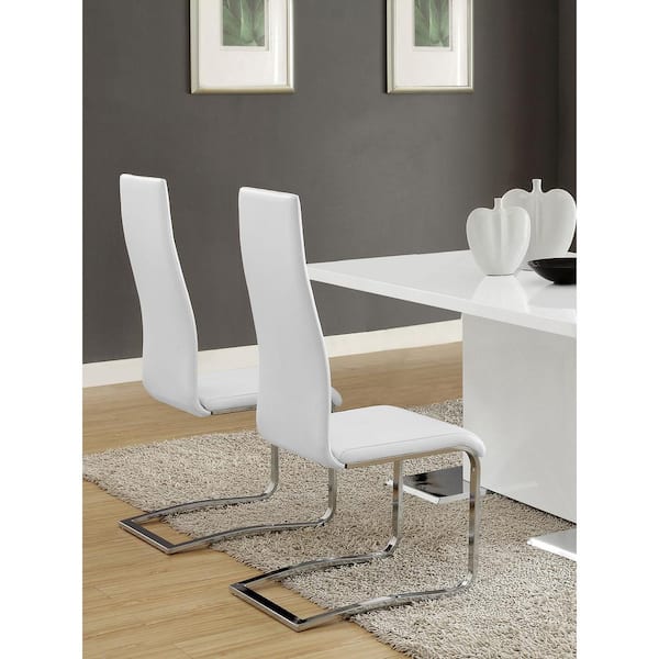 Montclair Dining White and Chrome Side Chair (Set of 4)