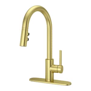 Stellen Single-Handle Pull-Down Sprayer Kitchen Faucet in Brushed Gold