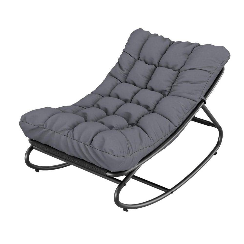 homfan Modern Series Metal Outdoor Rocking Chair with Cushion