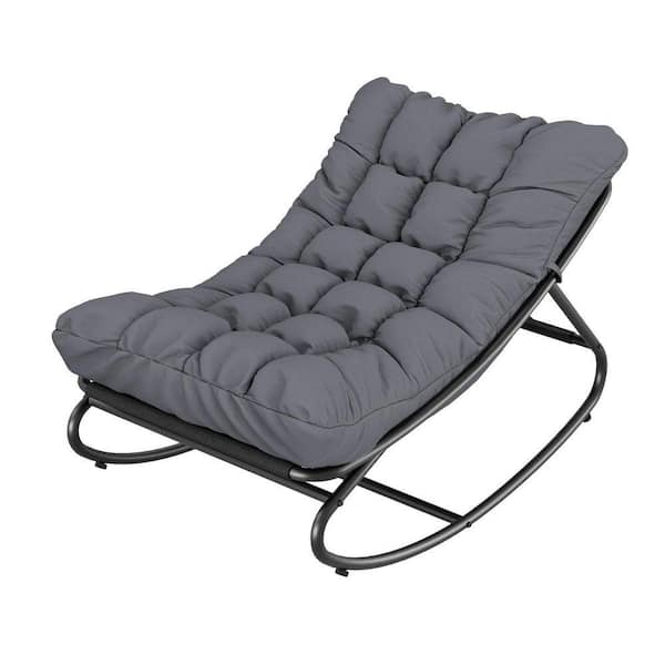 homfan Modern Series Metal Outdoor Rocking Chair with Cushion Guard Cushion