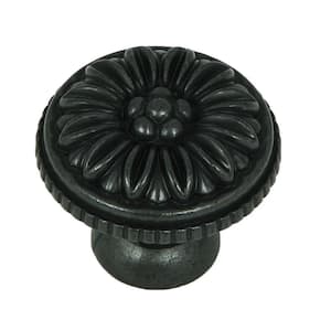Dahlia 1-3/8 in. Antique Black Round Cabinet Knob