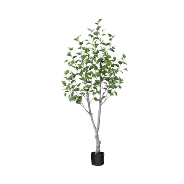 DR.Planzen 5 ft. Artificial Betula Tree in Pot, Pre Potted Faux Greenery Plant for Home Decor, Big Fake Plants