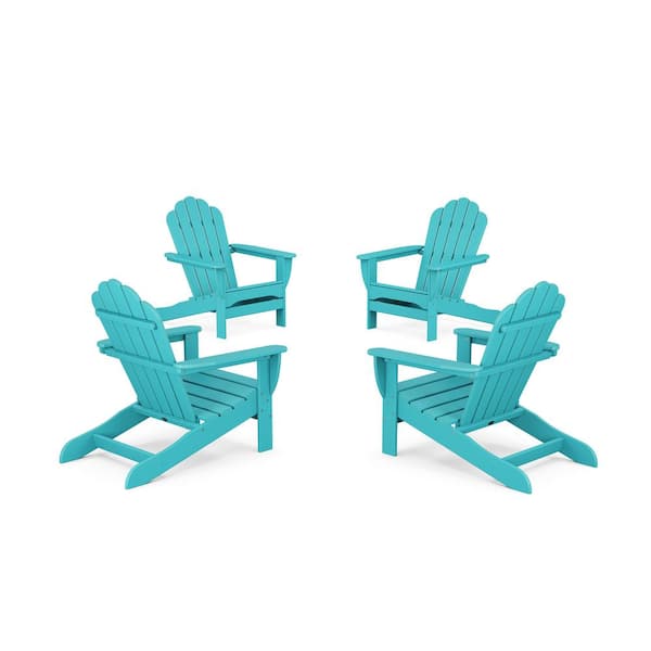 Trex Outdoor Furniture Aruba 4-Piece Plastic Patio Conversation Set in Oversized Adirondack Chair Monterey Bay