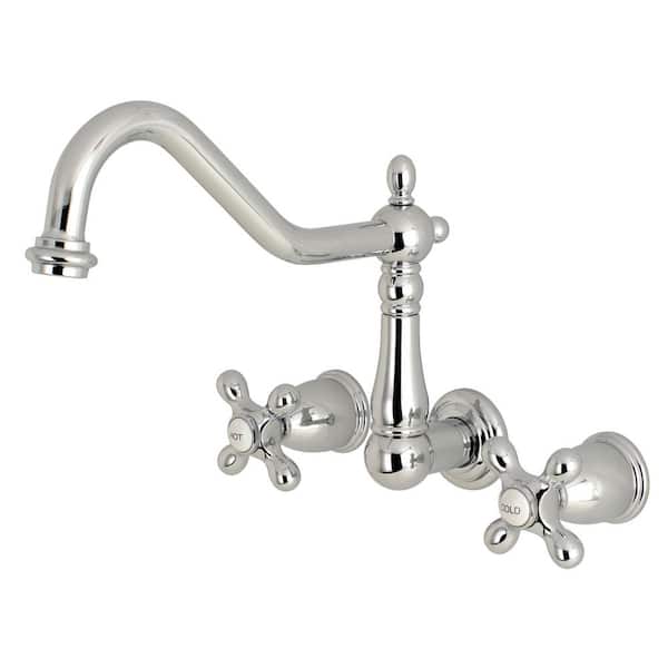 Kingston Brass Heritage 2-Handle Wall Mount Roman Tub Faucet in Polished Chrome (Valve Included)