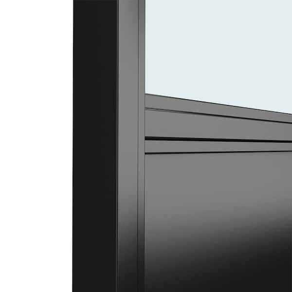 Xzkai 36 in. x 84 in. 6-Lite Frosted Glass Black Steel
