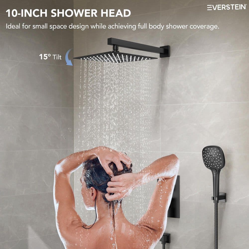 Matte Black Wall Mount Dual Shower Heads with Handheld and Valve