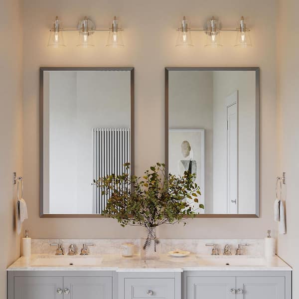 Briosco Collection 21 in. 3-Light Brushed Nickel Modern Industrial Vanity Light for Bathrooms