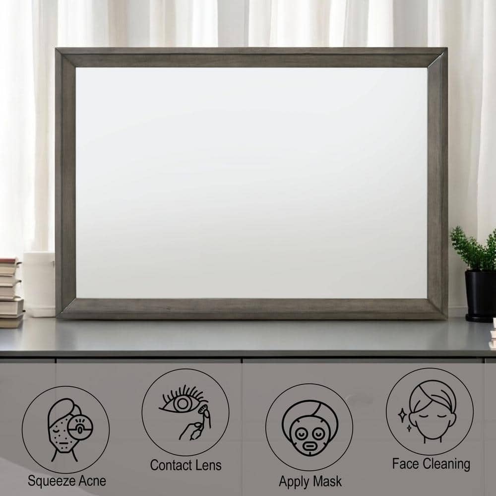 Ergode 46'' Rectangular Gray Oak Wooden Trim Mirror