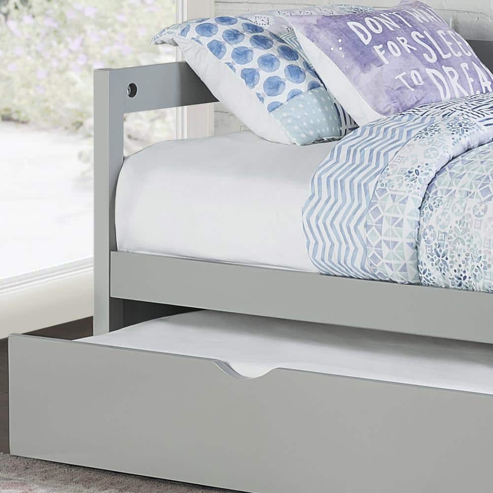 Gray Twin Pine Wood Daybed with Trundle and Slats