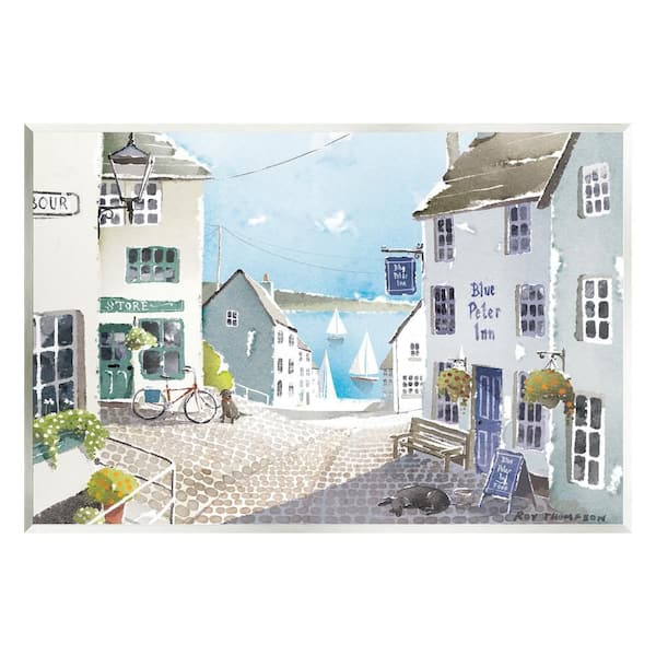 Stupell Industries Coastal Town Seaport Sailboats by Roy Thompson 1-Piece Unframed Nature Graphic Art Print 15 in. x 10 in.