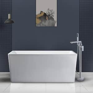 47 in. Contemporary Design Acrylic Flatbottom Soaking Tub Freestanding Bathtub in White