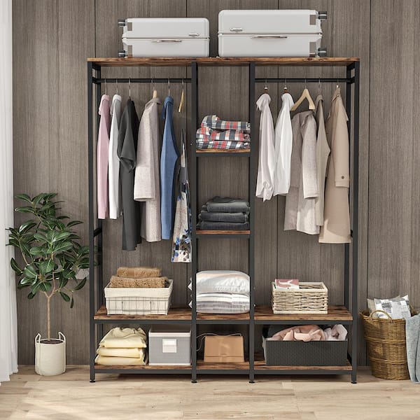 Tribesigns Freestanding Closet Organizer, Clothes Rack with Drawers and  Shelves, Heavy Duty Garment Rack Hanging Clothing Wardrobe Storage Closet  for