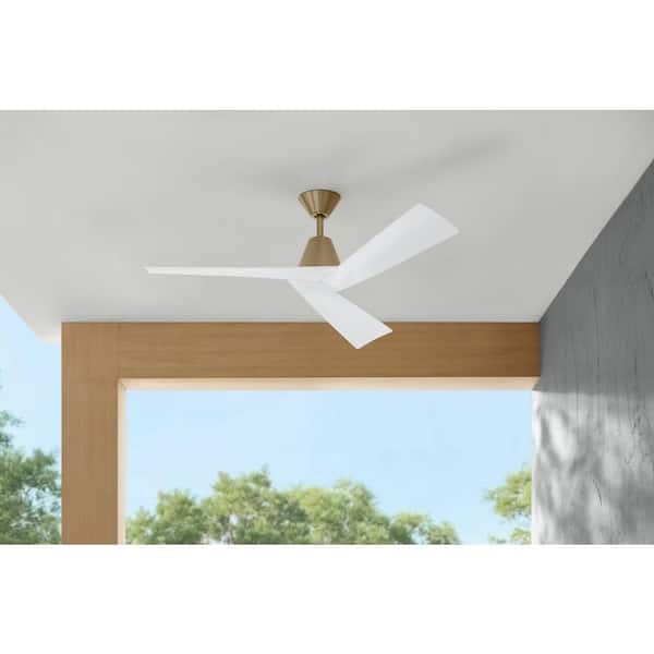 Home Decorators Collection Easton 52 in. Indoor/Outdoor Brushed Gold with Matte White Blades Ceiling Fan with Remote Included