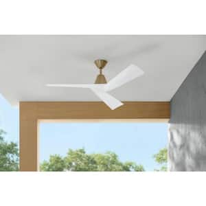Easton 52 in. Indoor/Outdoor Brushed Gold with Matte White Blades Ceiling Fan with Remote Included
