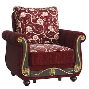 Washington Collection Burgundy Chenille Arm Chair with Storage (Set of 1)