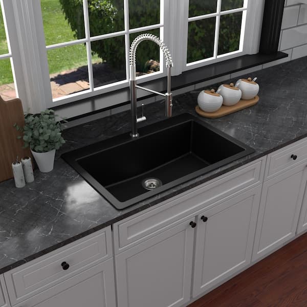 Karran QT-712 Quartz/Granite 33 in. Single Bowl Top Mount Drop-In