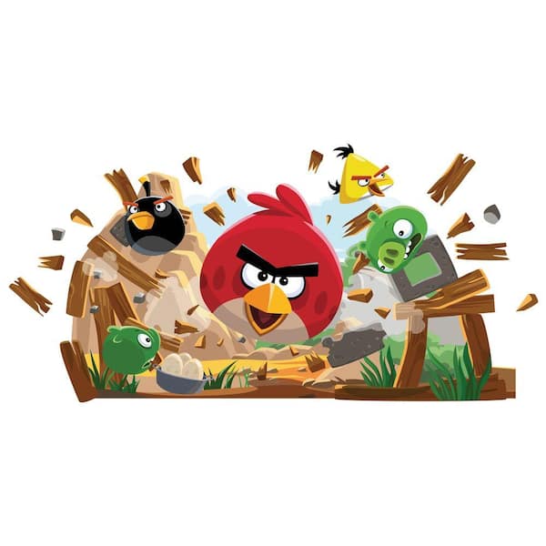Unbranded 18 in. x 40 in. Angry Birds 32 -Piece Peel and Stick Giant Wall Decals