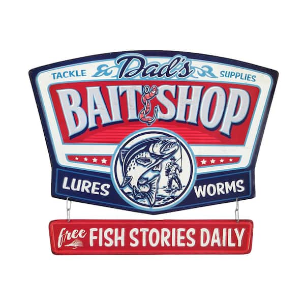 Open Road Brands Dad'S Bait Shop Embossed Tin Sign 90149389-S - The Home  Depot