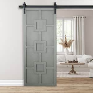 42 in. x 84 in. Mod Squad Dove Wood Sliding Barn Door with Hardware Kit
