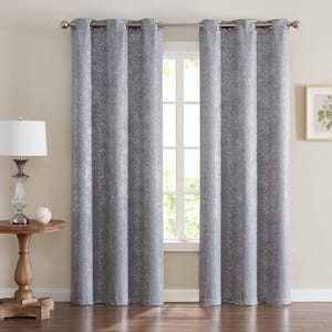 Shimmering Silver Grey Grommet Sheer Curtain - 38 in. W x 84 in. L (Set of 2)